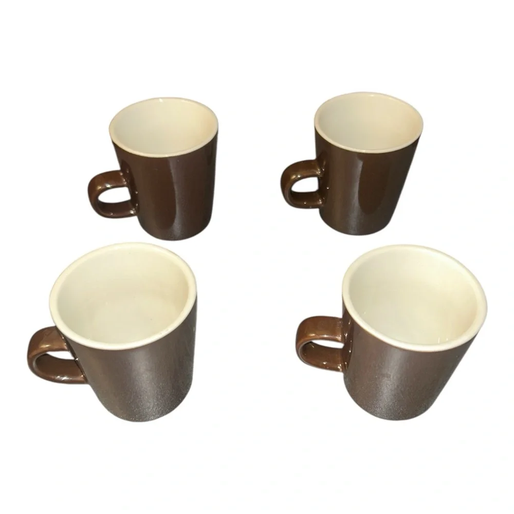 Crate‎ & Barrel Brown Espresso Cups Set 4 Demitasse